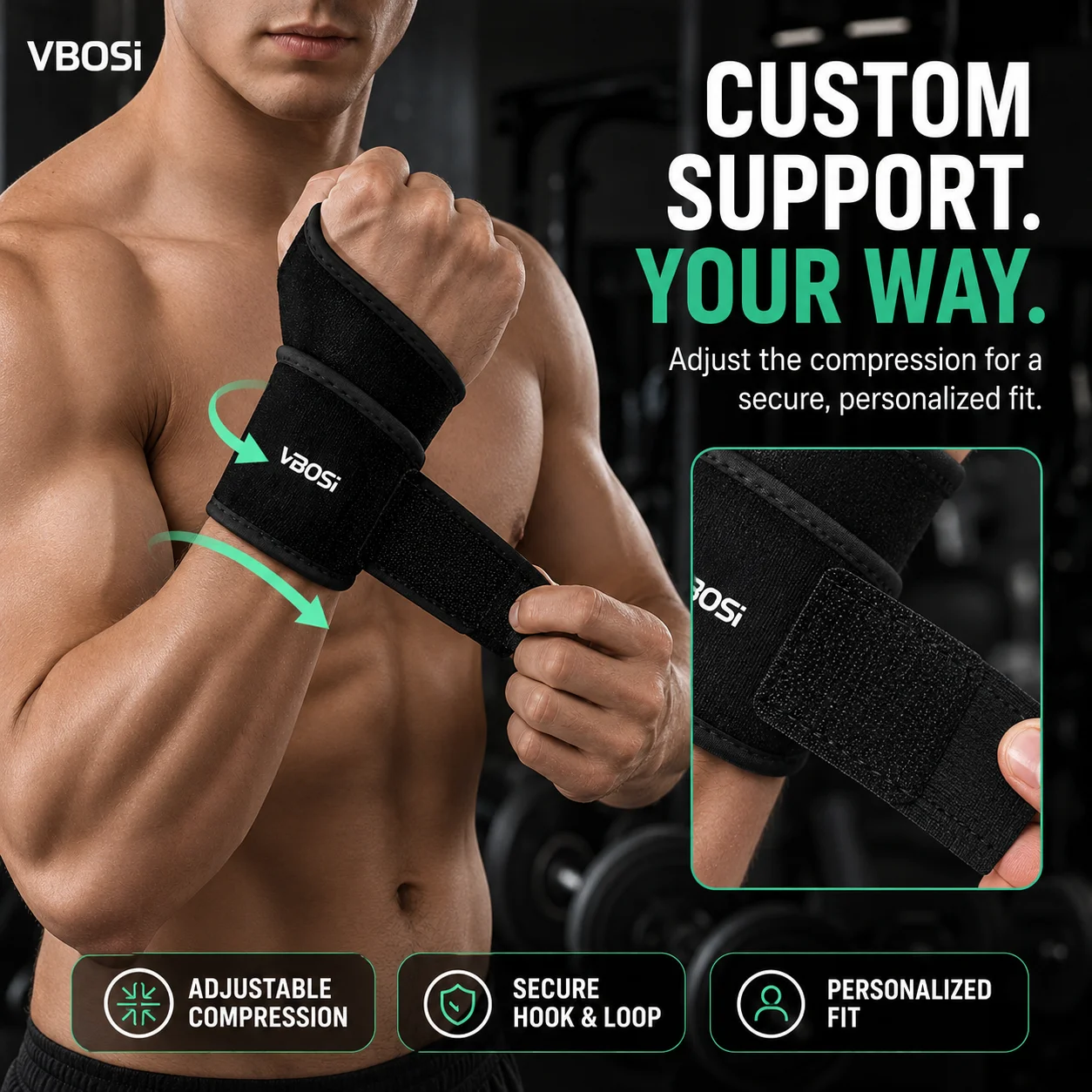 VBSOi Adjustable Wrist Support - Wrist Wraps Weightlifting Support recension och pris