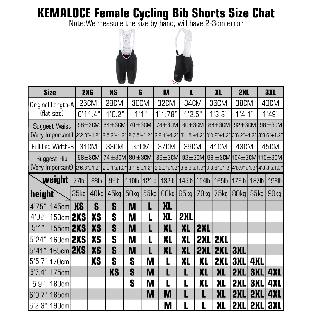 KEMALOCE Women's Cycling Bib S - Padded Cycling Shorts 5D Gel recension och pris
