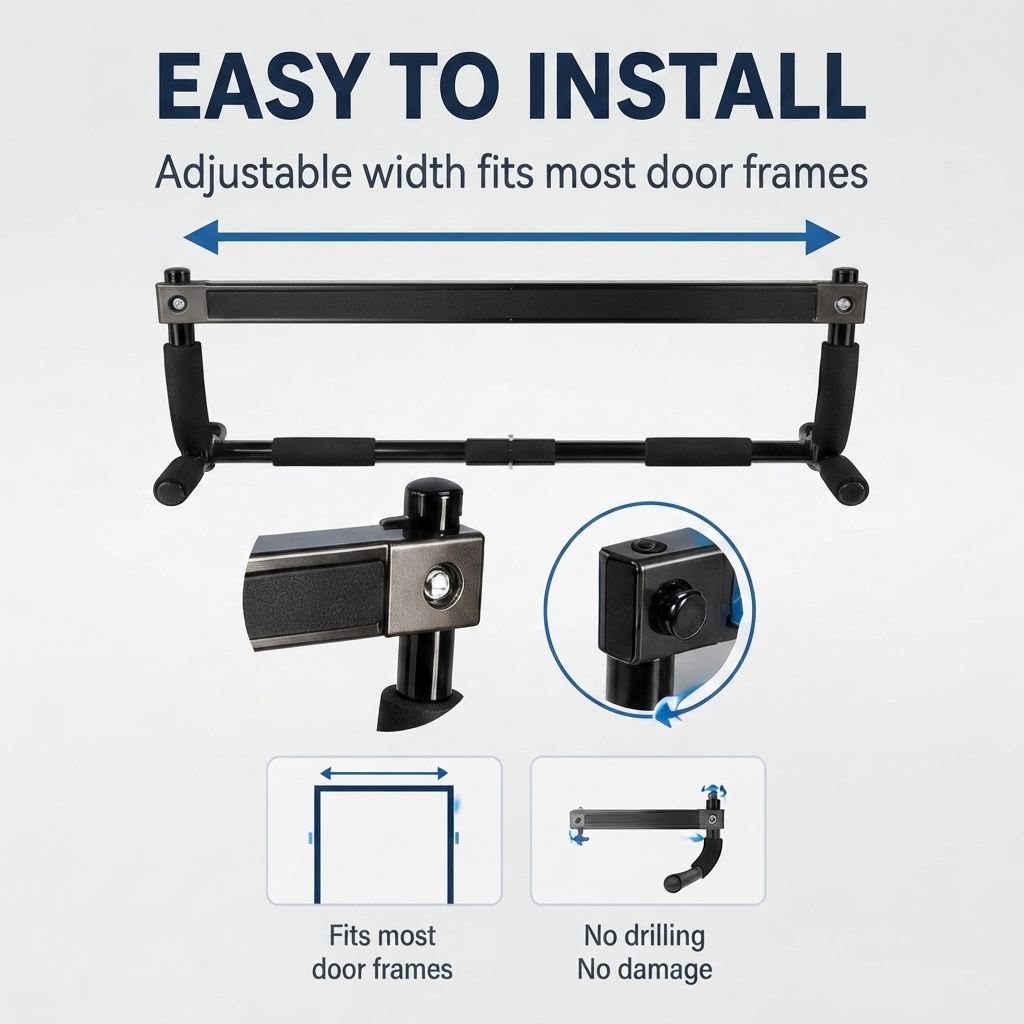 Multifunctional Doorway Pull U - Door Pull Up Bar No Screw recension och pris